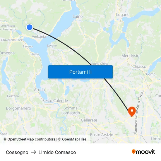 Cossogno to Limido Comasco map