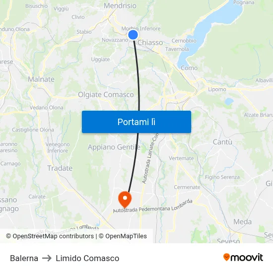 Balerna to Limido Comasco map