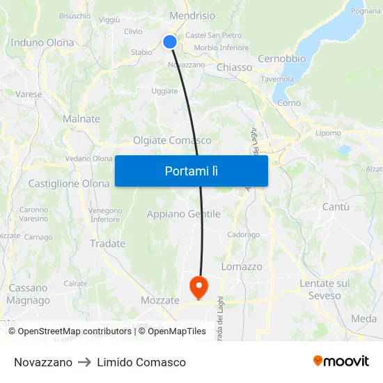 Novazzano to Limido Comasco map