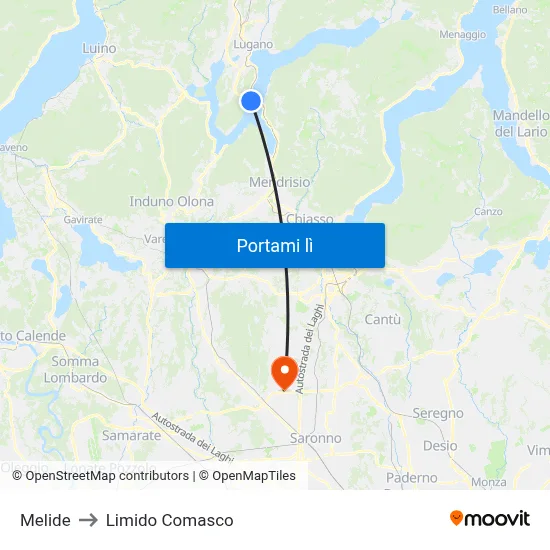 Melide to Limido Comasco map