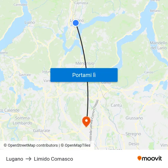 Lugano to Limido Comasco map
