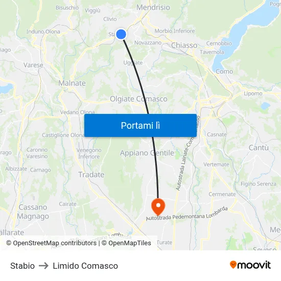 Stabio to Limido Comasco map