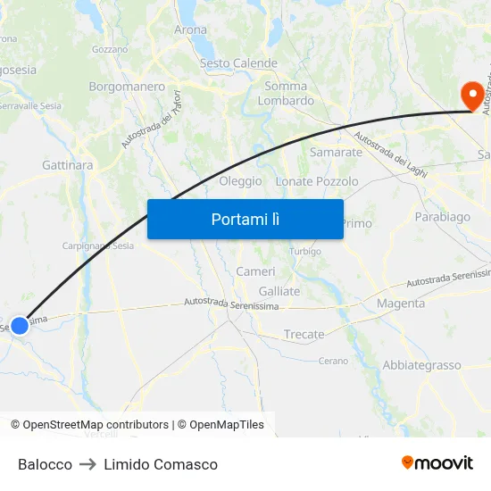 Balocco to Limido Comasco map