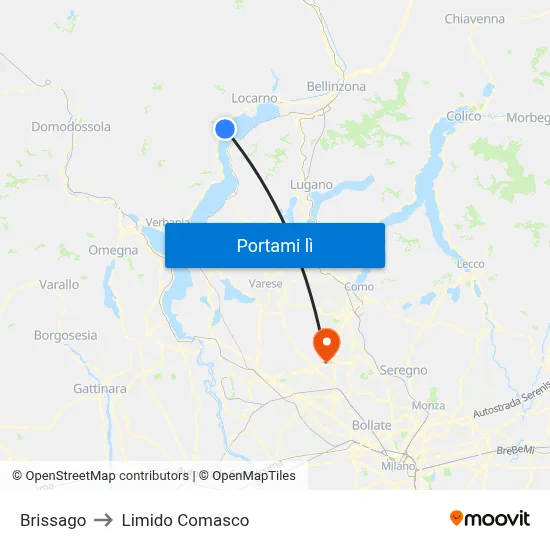 Brissago to Limido Comasco map