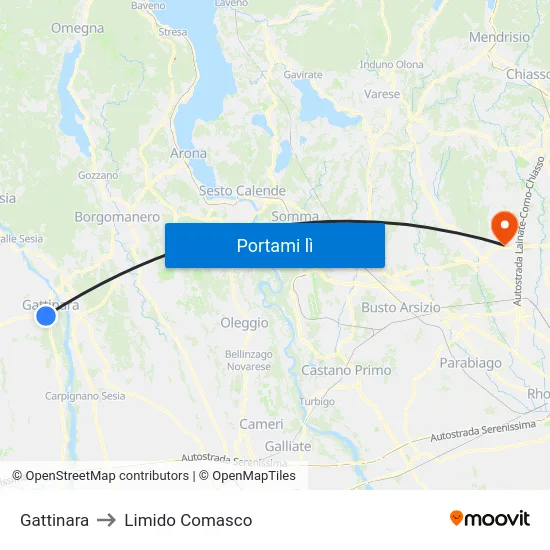 Gattinara to Limido Comasco map