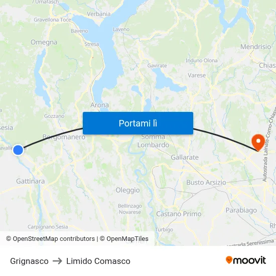 Grignasco to Limido Comasco map