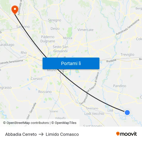 Abbadia Cerreto to Limido Comasco map