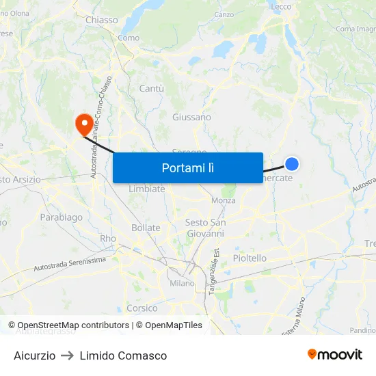 Aicurzio to Limido Comasco map