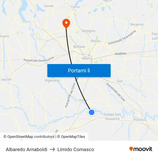 Albaredo Arnaboldi to Limido Comasco map