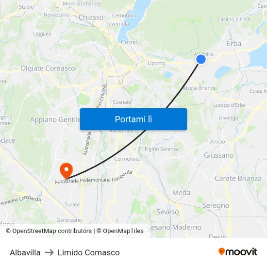 Albavilla to Limido Comasco map