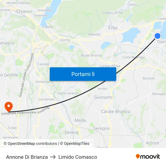 Annone Di Brianza to Limido Comasco map