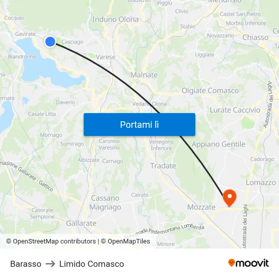 Barasso to Limido Comasco map