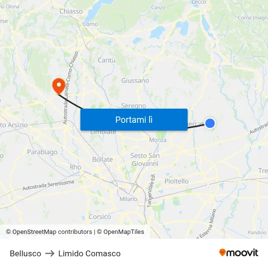 Bellusco to Limido Comasco map