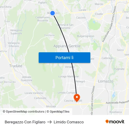 Beregazzo Con Figliaro to Limido Comasco map