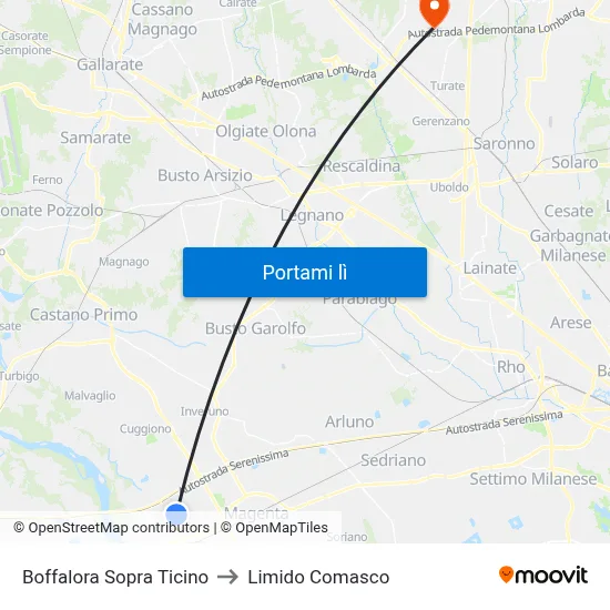 Boffalora Sopra Ticino to Limido Comasco map