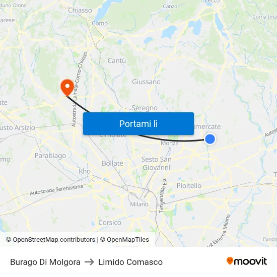 Burago Di Molgora to Limido Comasco map