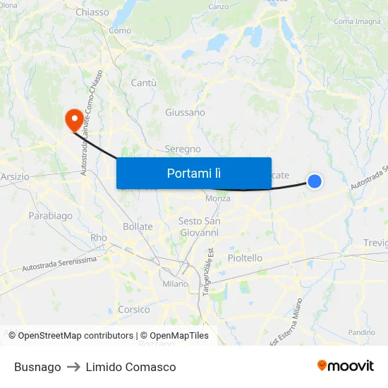 Busnago to Limido Comasco map