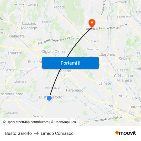 Busto Garolfo to Limido Comasco map