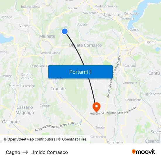 Cagno to Limido Comasco map