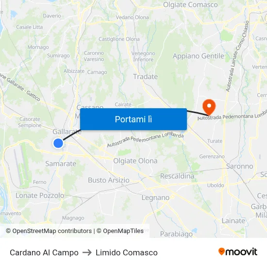 Cardano Al Campo to Limido Comasco map
