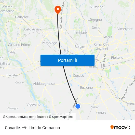 Casarile to Limido Comasco map