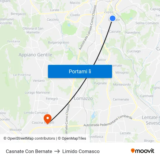 Casnate Con Bernate to Limido Comasco map