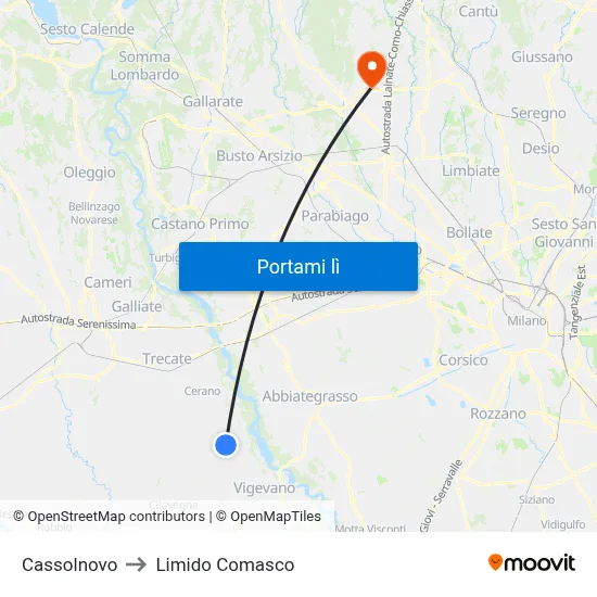 Cassolnovo to Limido Comasco map
