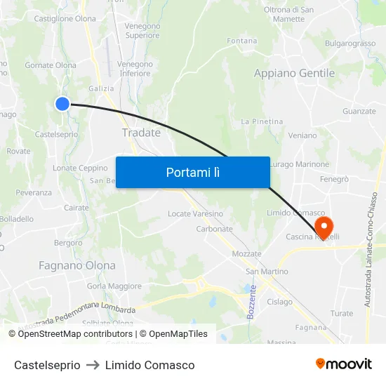 Castelseprio to Limido Comasco map