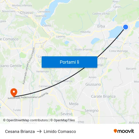 Cesana Brianza to Limido Comasco map