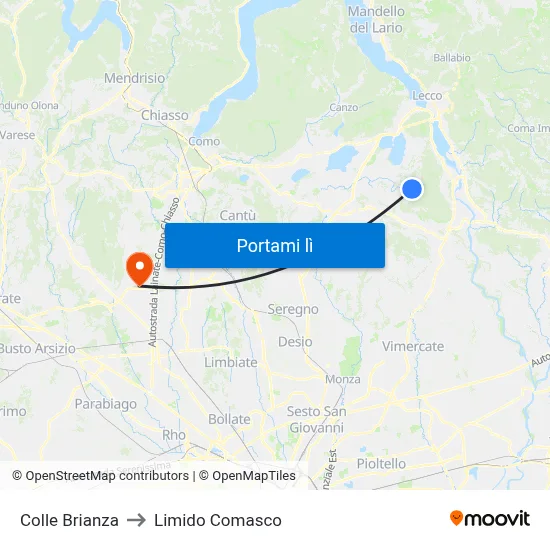 Colle Brianza to Limido Comasco map