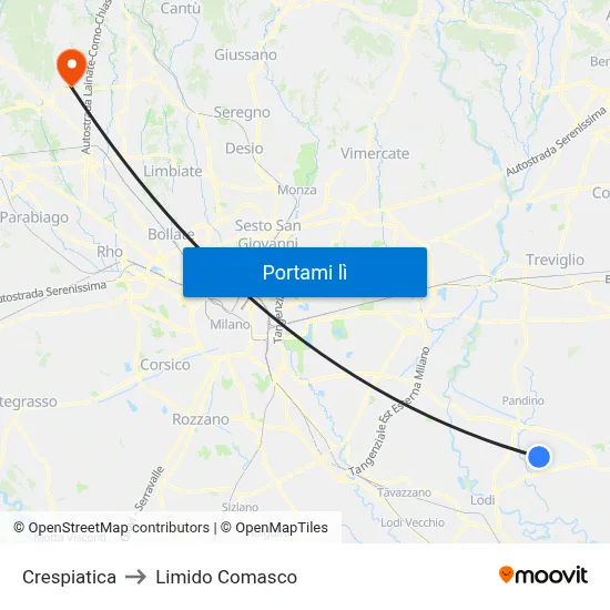 Crespiatica to Limido Comasco map