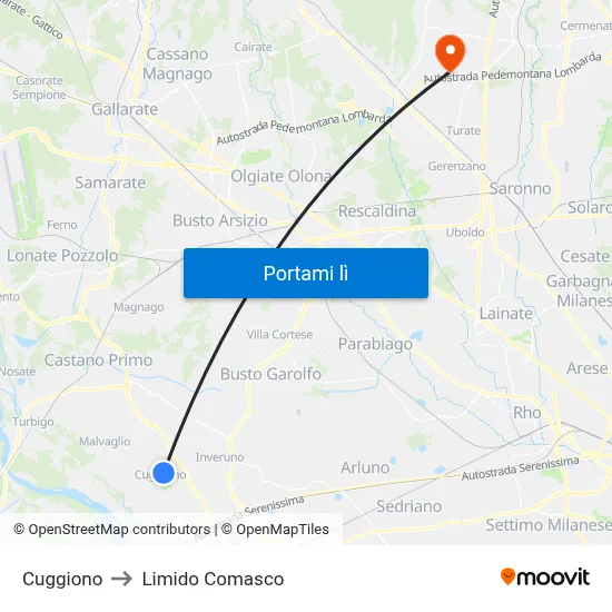 Cuggiono to Limido Comasco map