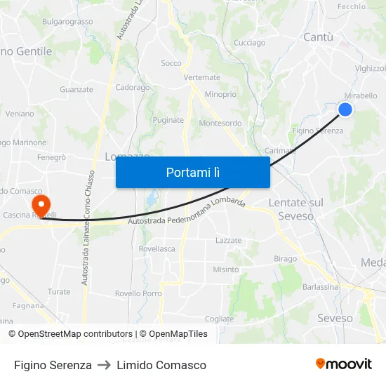 Figino Serenza to Limido Comasco map