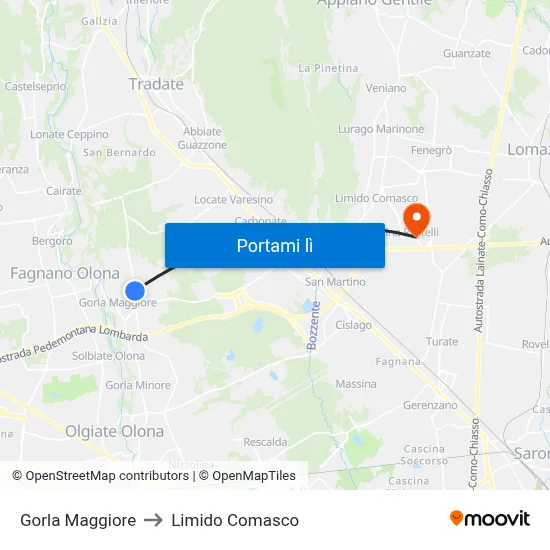 Gorla Maggiore to Limido Comasco map