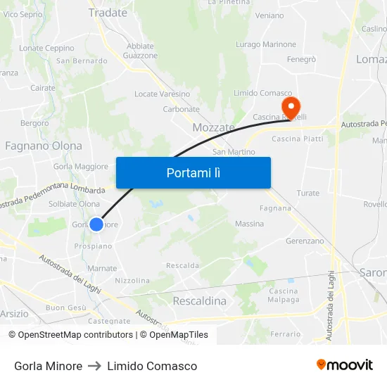 Gorla Minore to Limido Comasco map