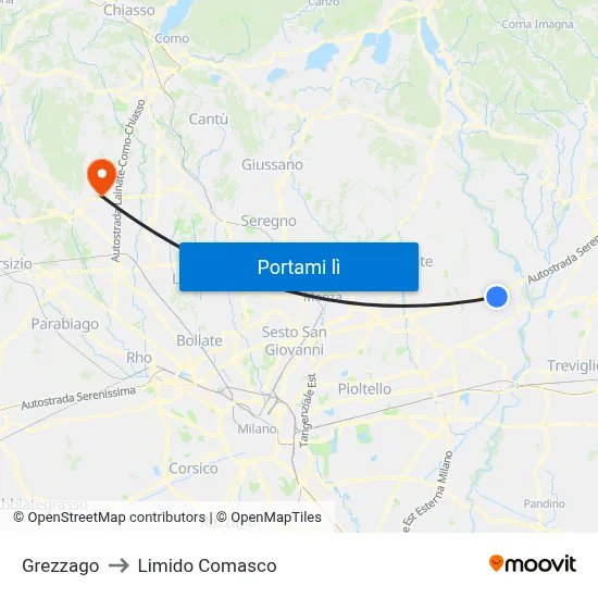Grezzago to Limido Comasco map