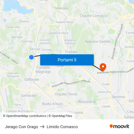 Jerago Con Orago to Limido Comasco map