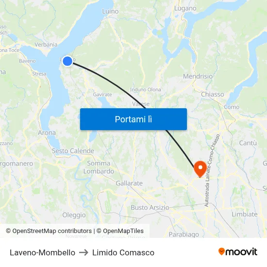 Laveno-Mombello to Limido Comasco map