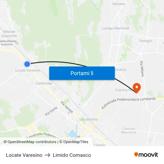 Locate Varesino to Limido Comasco map