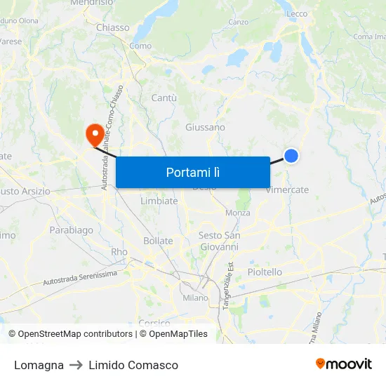 Lomagna to Limido Comasco map