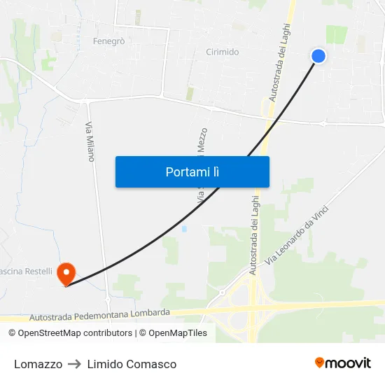 Lomazzo to Limido Comasco map