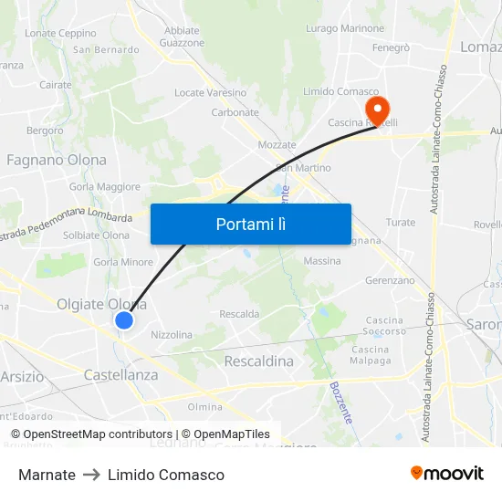 Marnate to Limido Comasco map