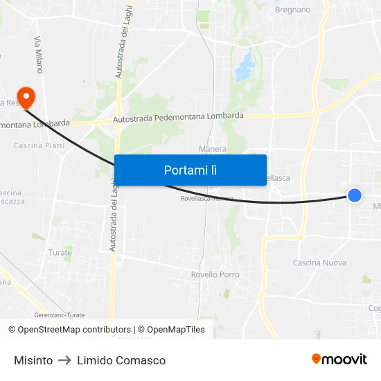 Misinto to Limido Comasco map