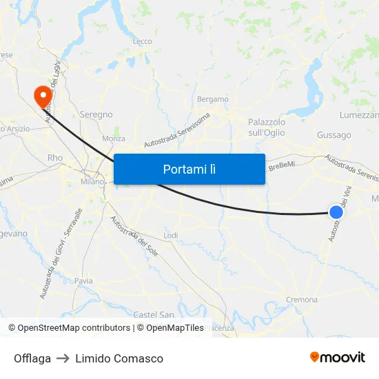Offlaga to Limido Comasco map