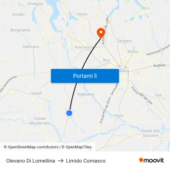 Olevano Di Lomellina to Limido Comasco map
