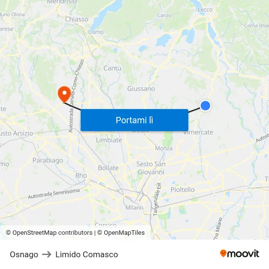 Osnago to Limido Comasco map