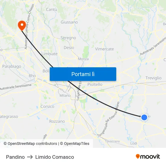 Pandino to Limido Comasco map