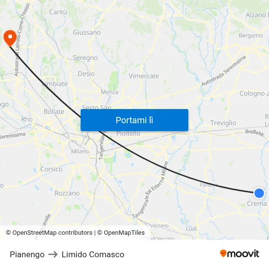 Pianengo to Limido Comasco map