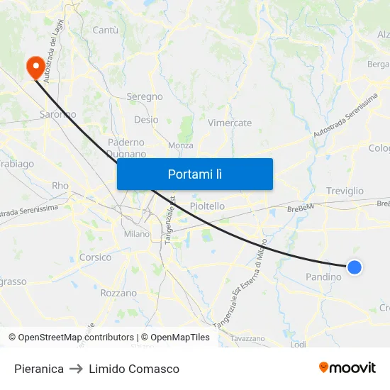 Pieranica to Limido Comasco map