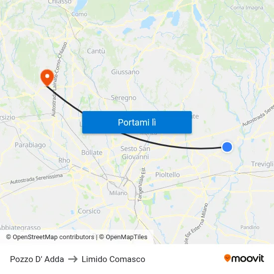 Pozzo D' Adda to Limido Comasco map